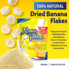 Close-up of 100% pure banana flakes powder