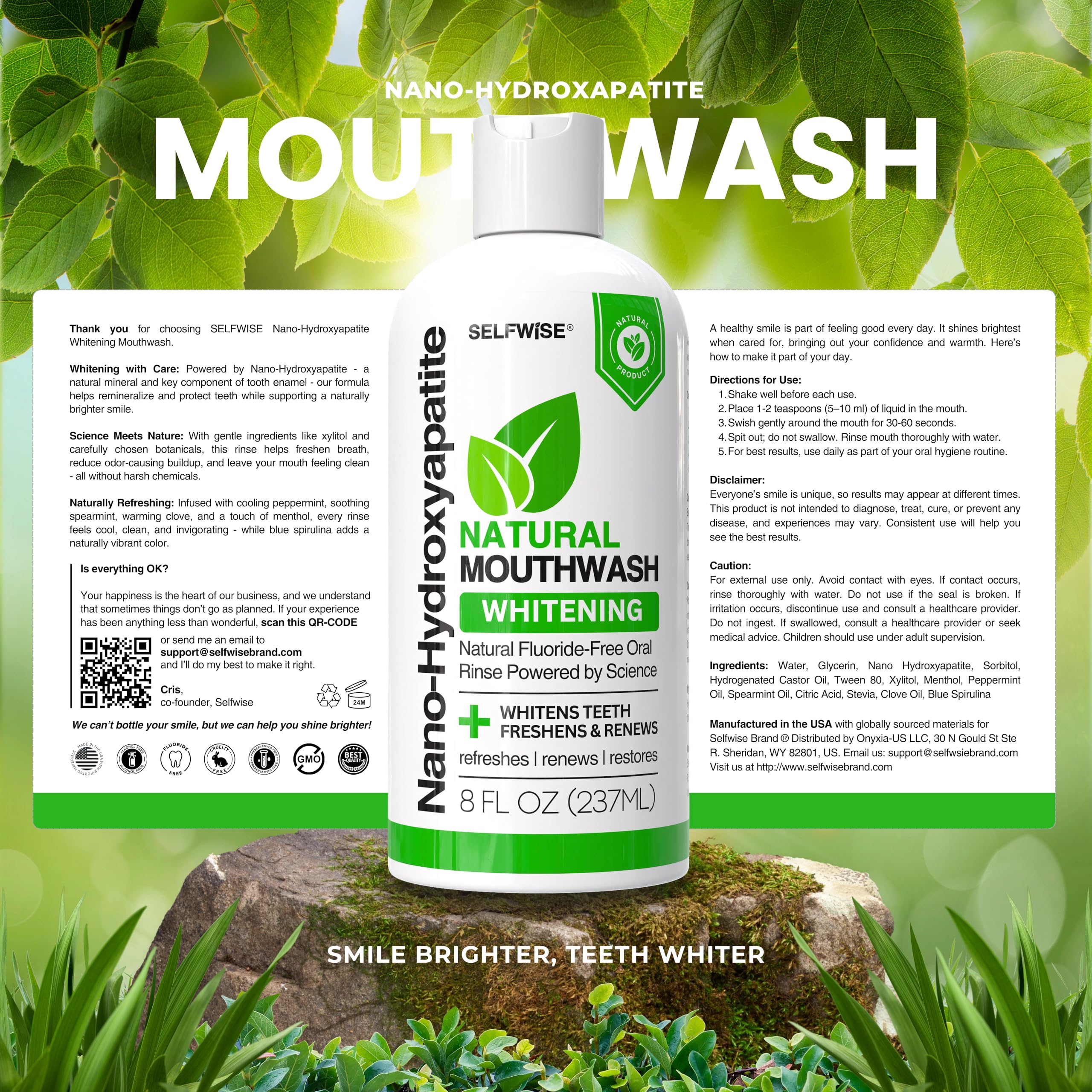 Family-friendly mouthwash bottle on bathroom counter
