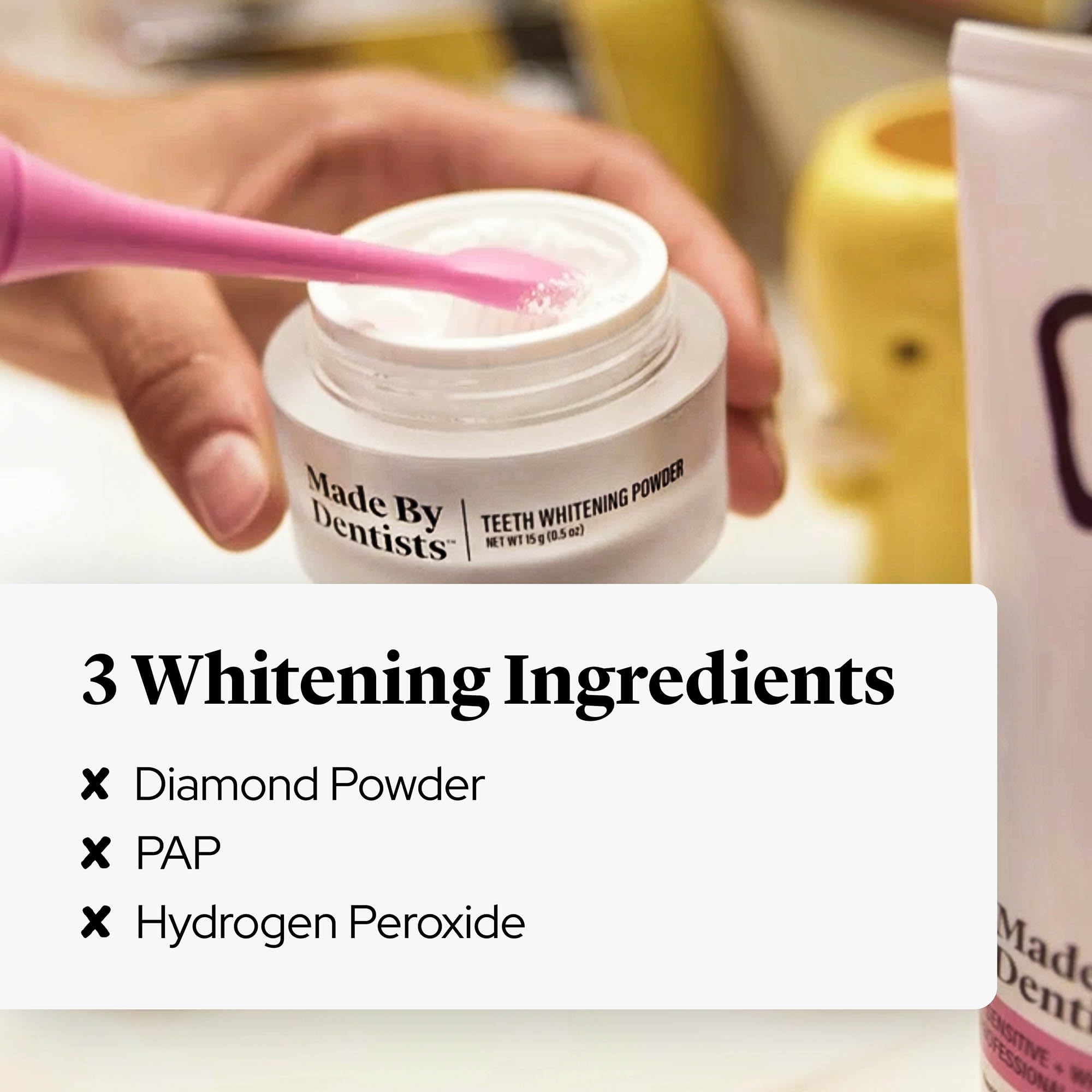 Close-up of nano-hydroxyapatite tooth whitening powder