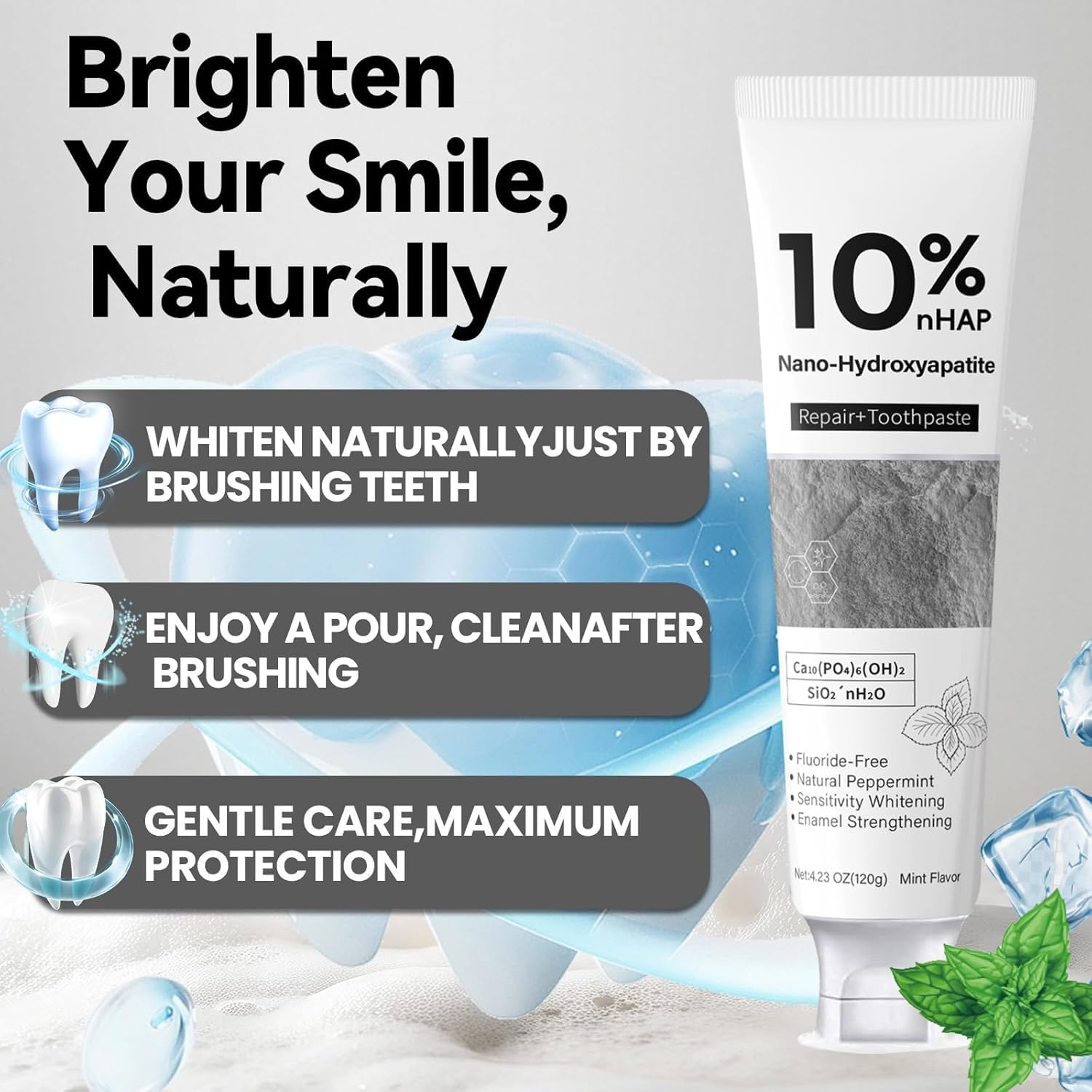 Close-up of toothpaste texture and consistency