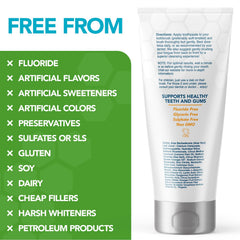 Natural ingredients: xylitol, aloe, sea salt in toothpaste formula