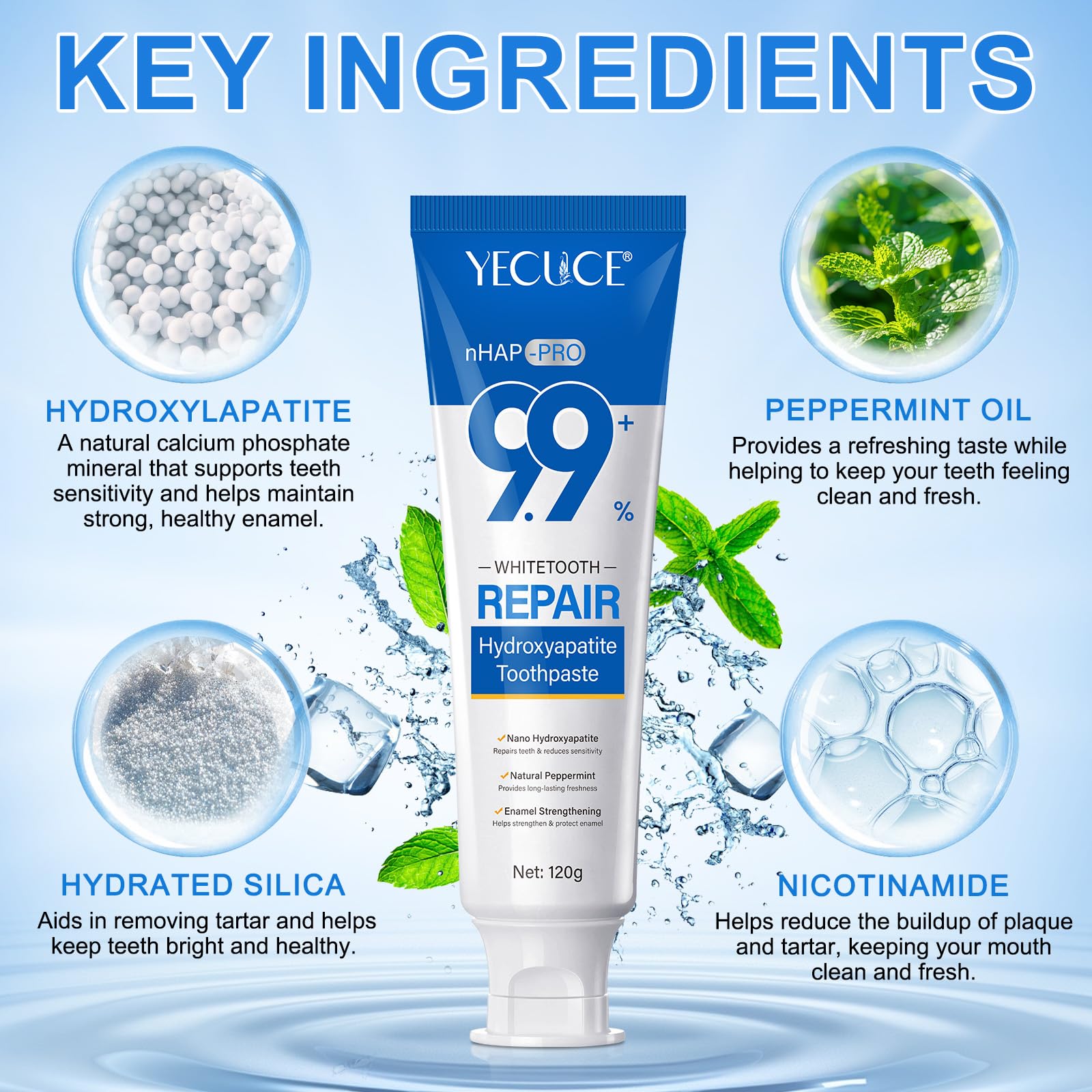 Close-up of nano hydroxyapatite toothpaste enamel protection