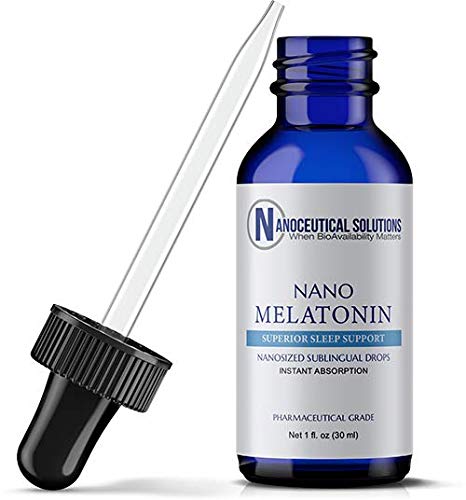 Bottle of Nano Melatonin NanoSized Liquid Drops with dropper