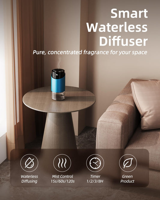 Blue nano mist diffuser covering up to 600 sq ft