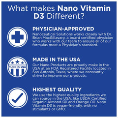 Label close-up of nanosized Vitamin D3 drops