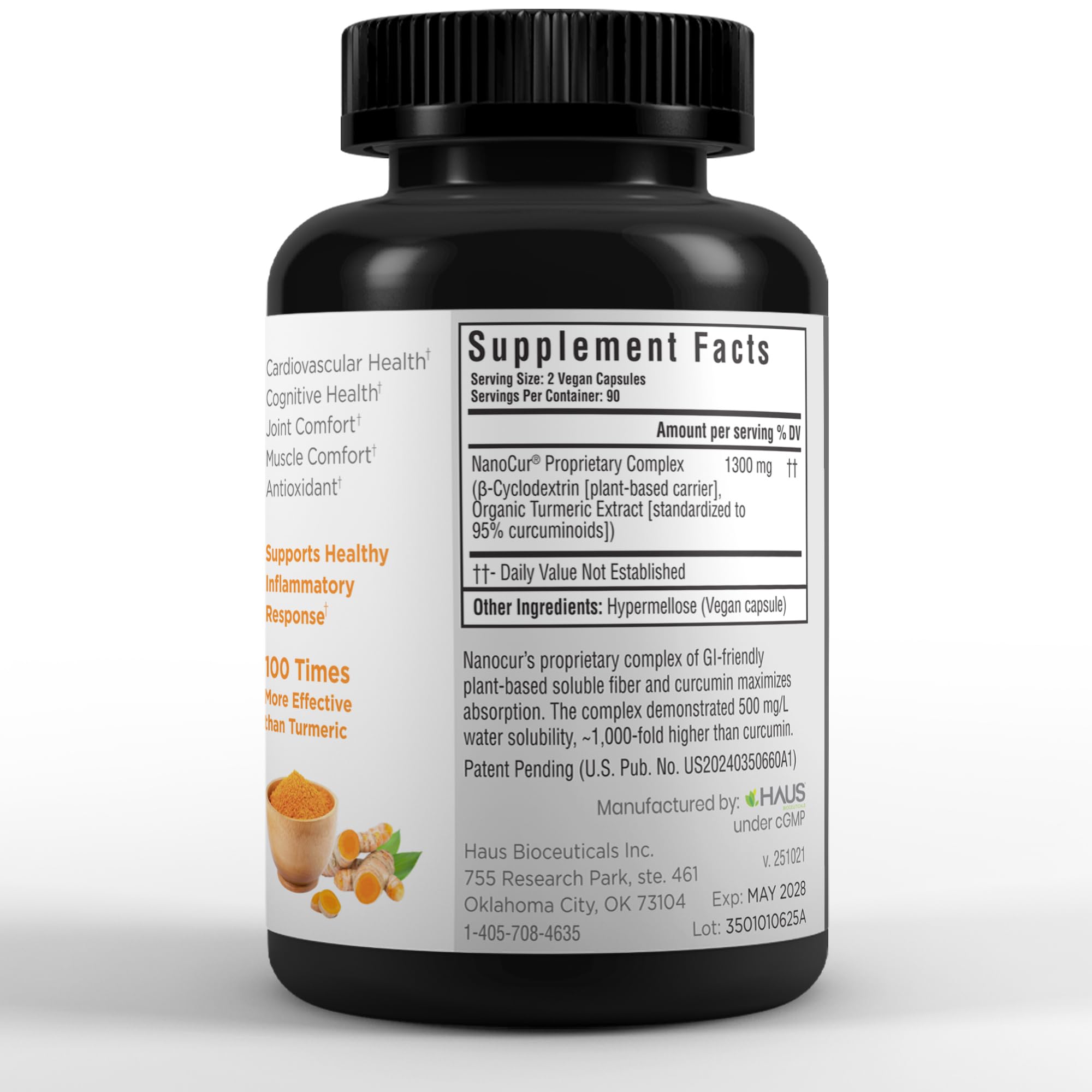 Graphic showing Nanocur's 100x activity vs turmeric