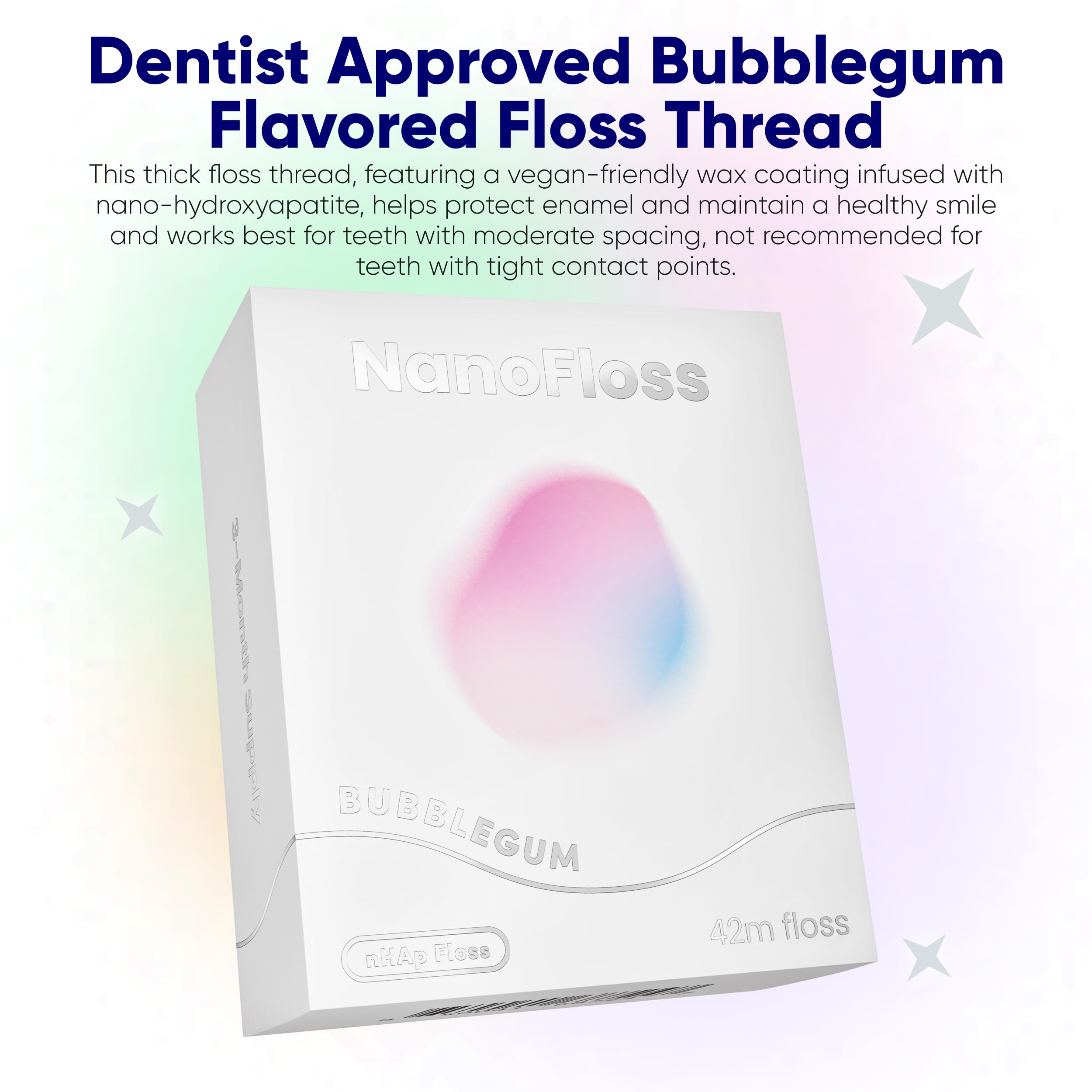 Close-up of NanoFloss Threader floss for enamel care