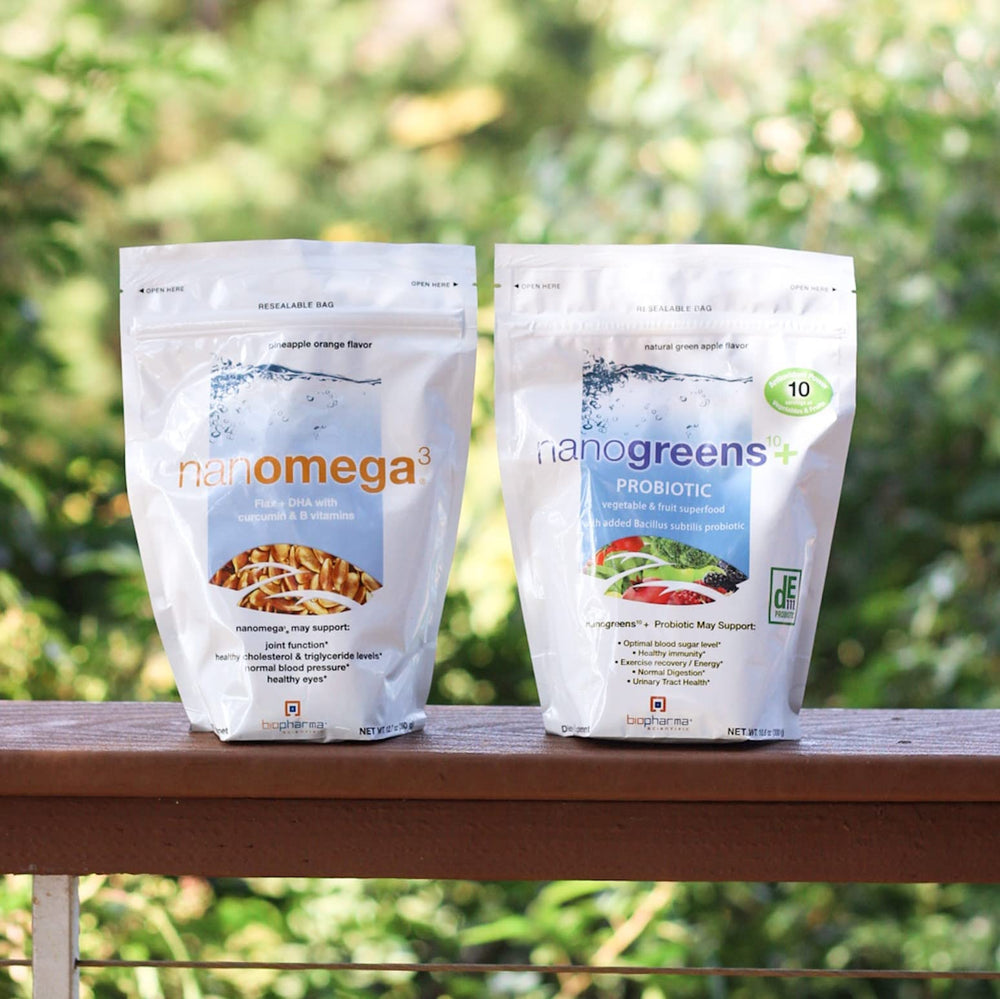 DHA and EPA from algae and flaxseed illustration for NanoOmega