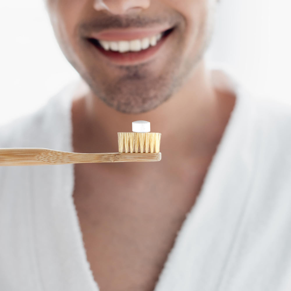 Mint-flavored NanoMint toothpaste tablets