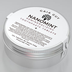 Close-up of NanoMint toothpaste tablets