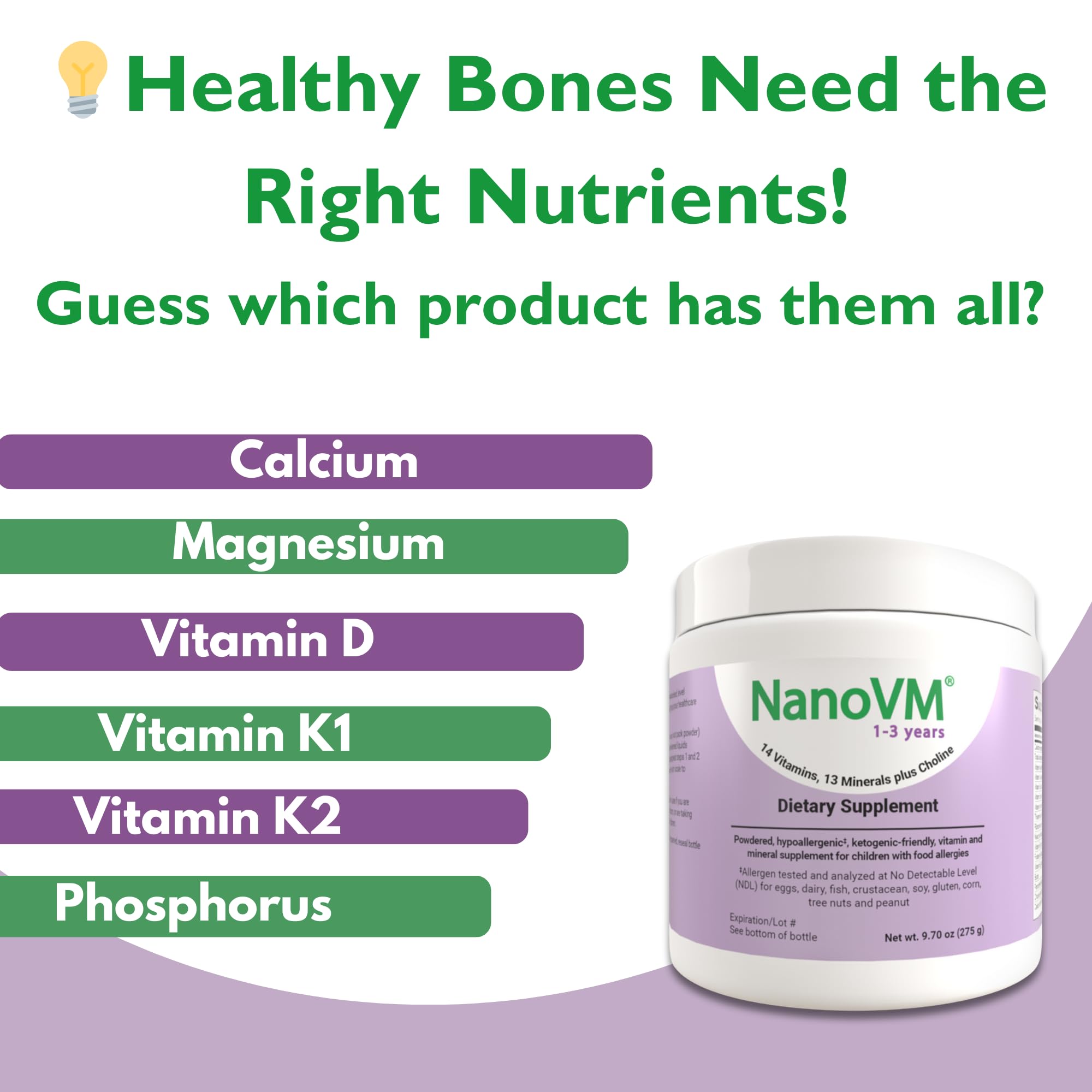 Calcium and vitamin D focus for bone health in NanoVM