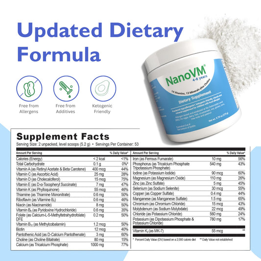Close-up of NanoVM powder with scoop - 275g unflavored