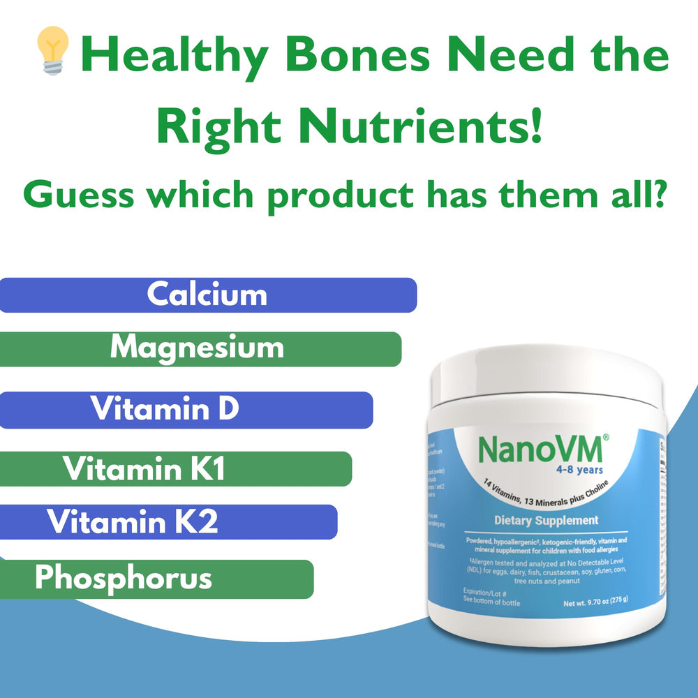 Nutrition facts and ingredients panel for NanoVM