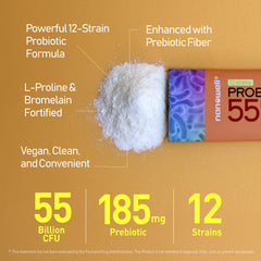 Close-up of NANOWELL label showing 55 Billion CFU and digestive enzymes
