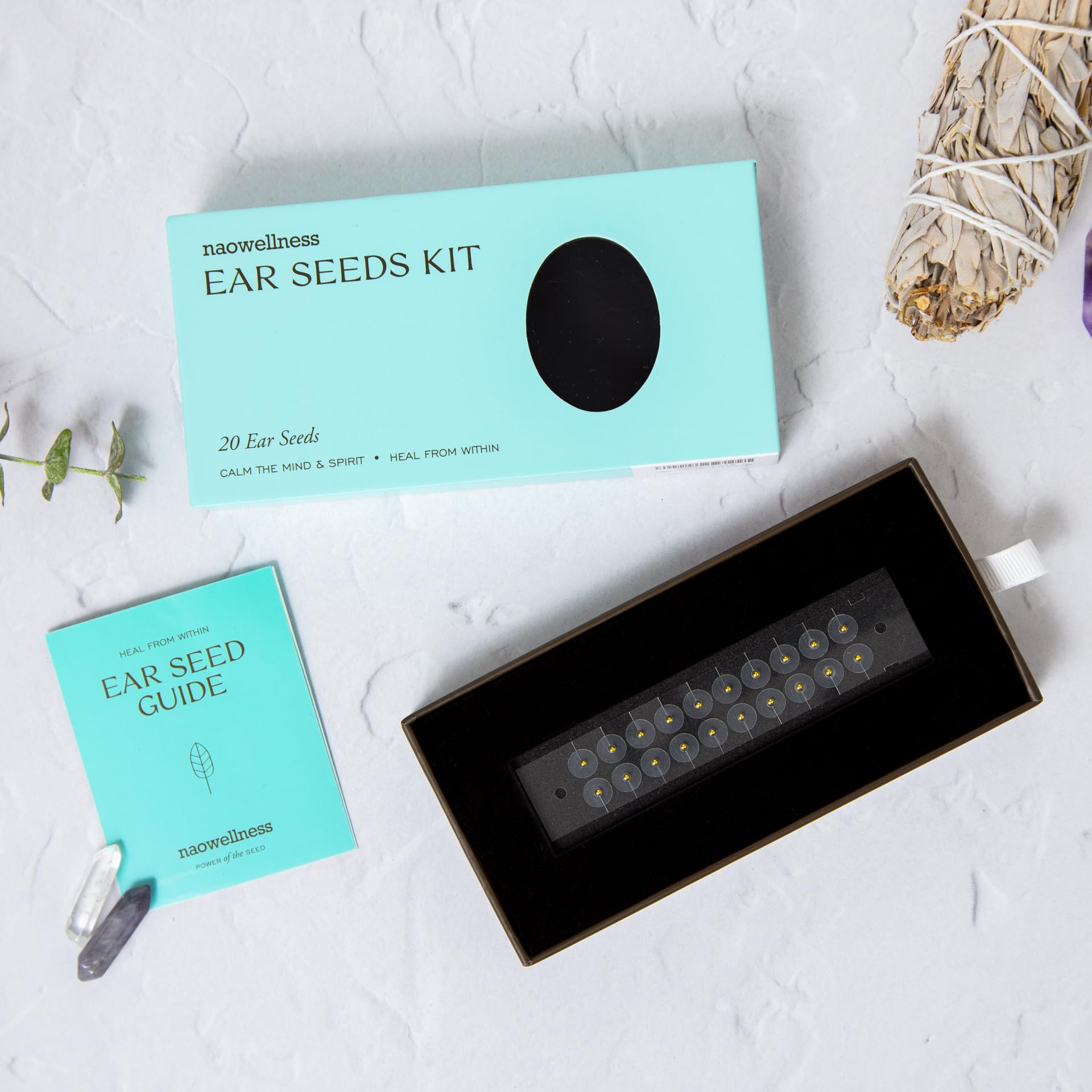 NAO Wellness 24K Gold Ear Seeds kit with 20 seeds