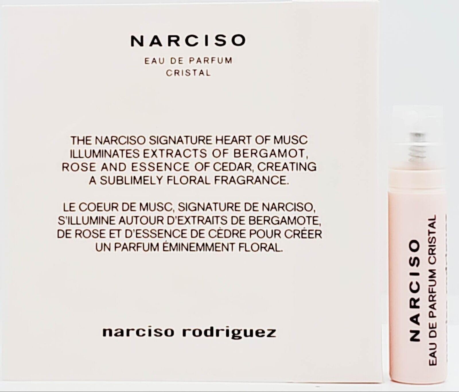 Narciso Rodriguez Cristal sample vial for on-the-go testing.