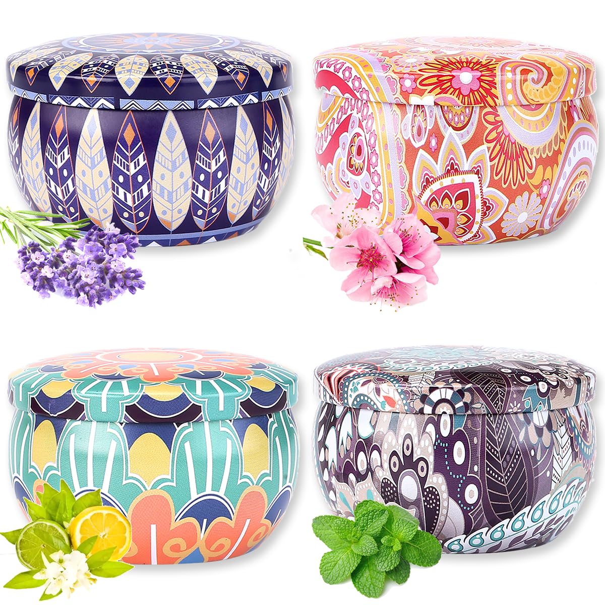 Naruning 4Pack Aromatherapy Candles White Peach — fresh fruity aroma to brighten baths and living spaces.