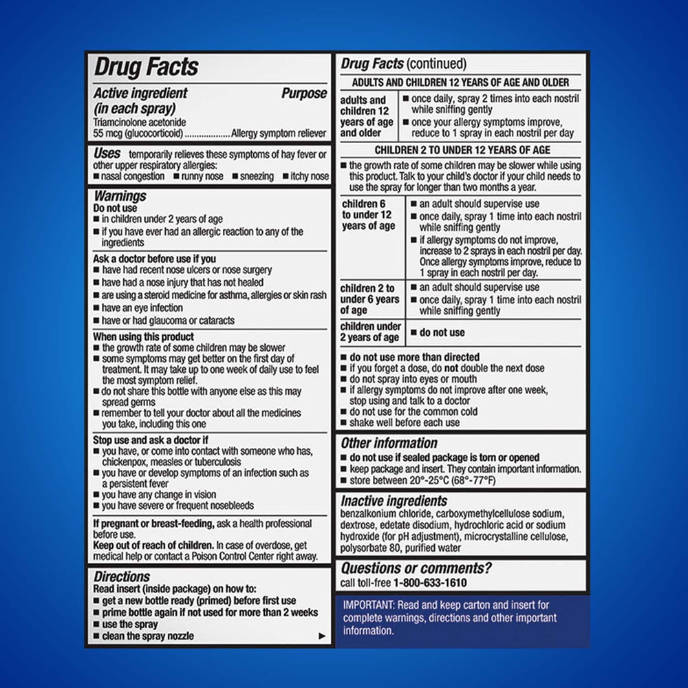Nasacort 24HR carton with 60 sprays highlighted for daily use.