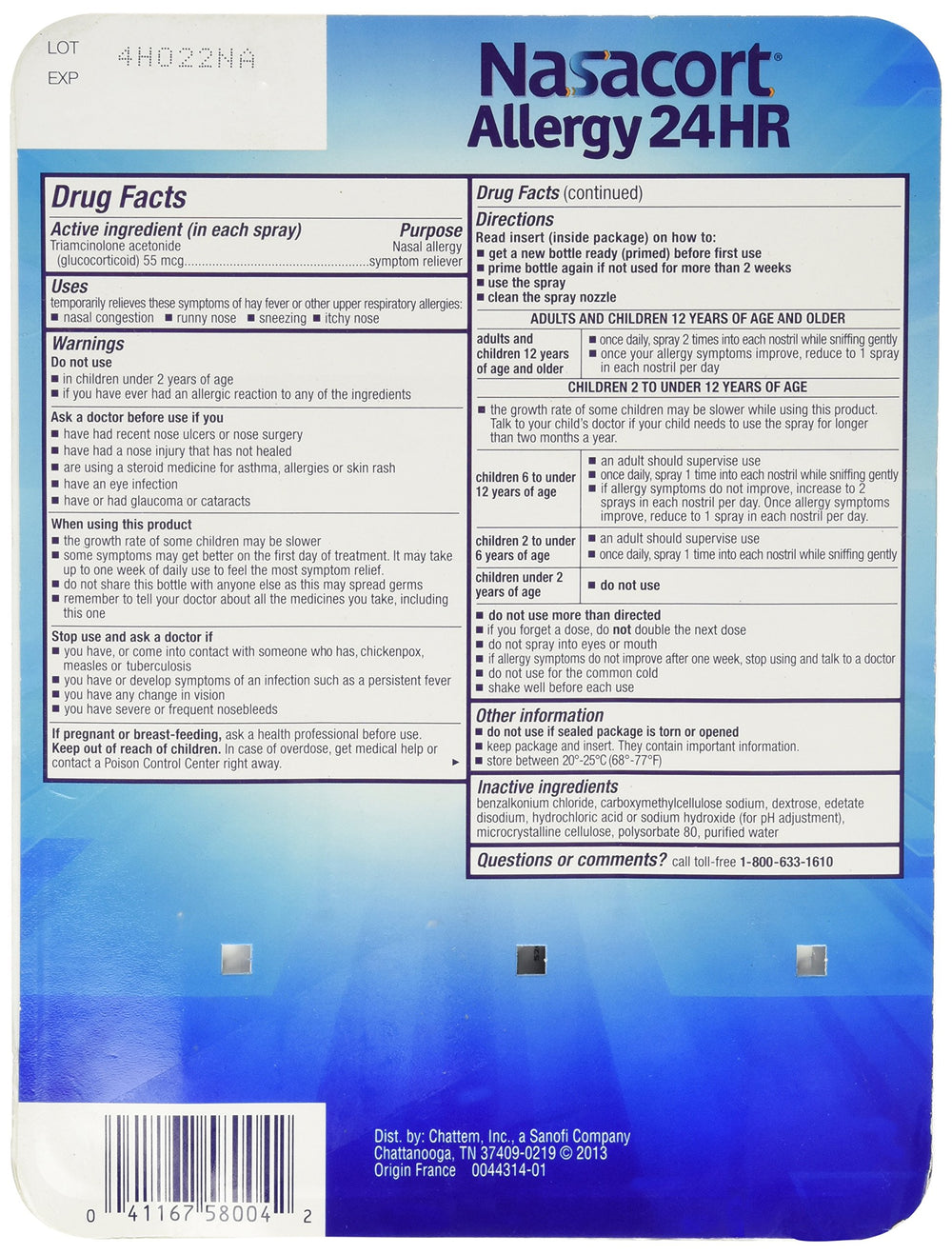 Nasacort allergy nasal spray demonstrates quick relief from congestion.