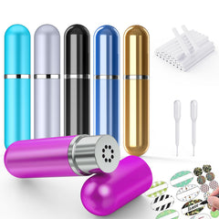 Six aluminum nasal inhalers for essential oils