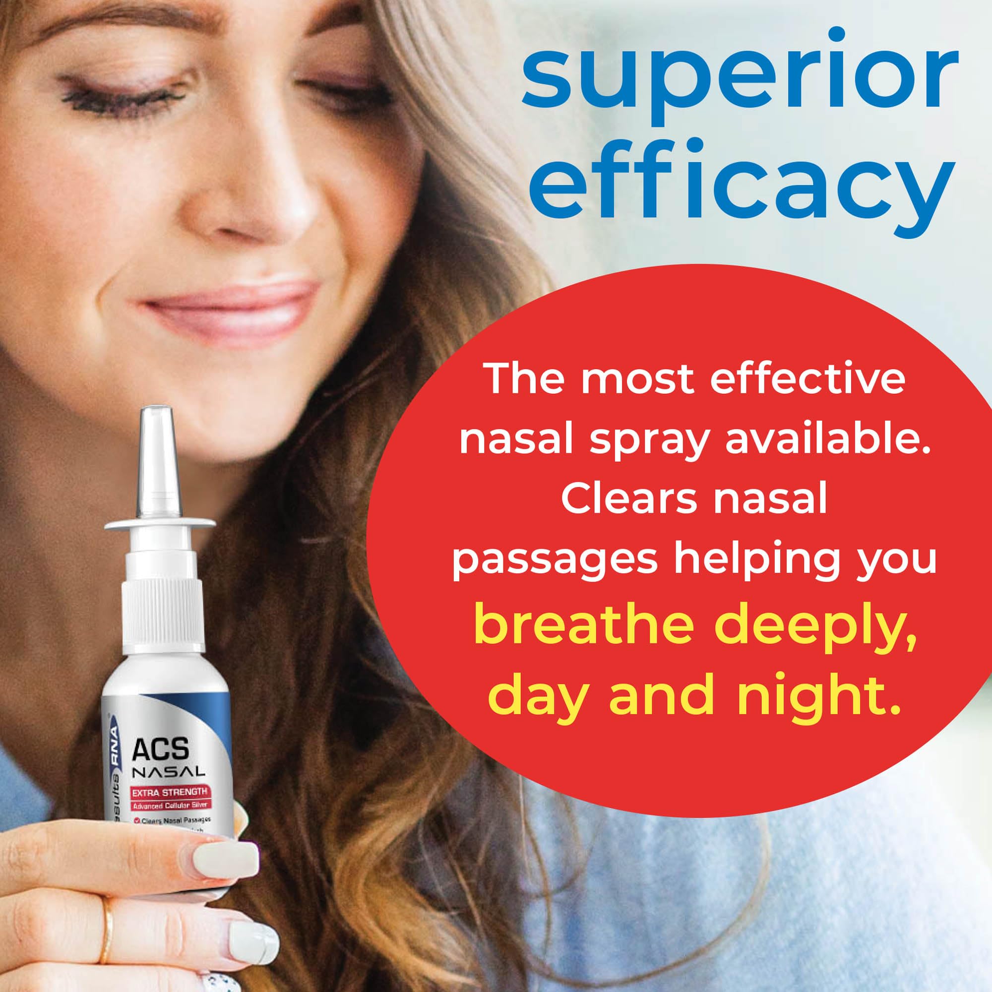 Graphic showing clear nasal passages after using ACS 200