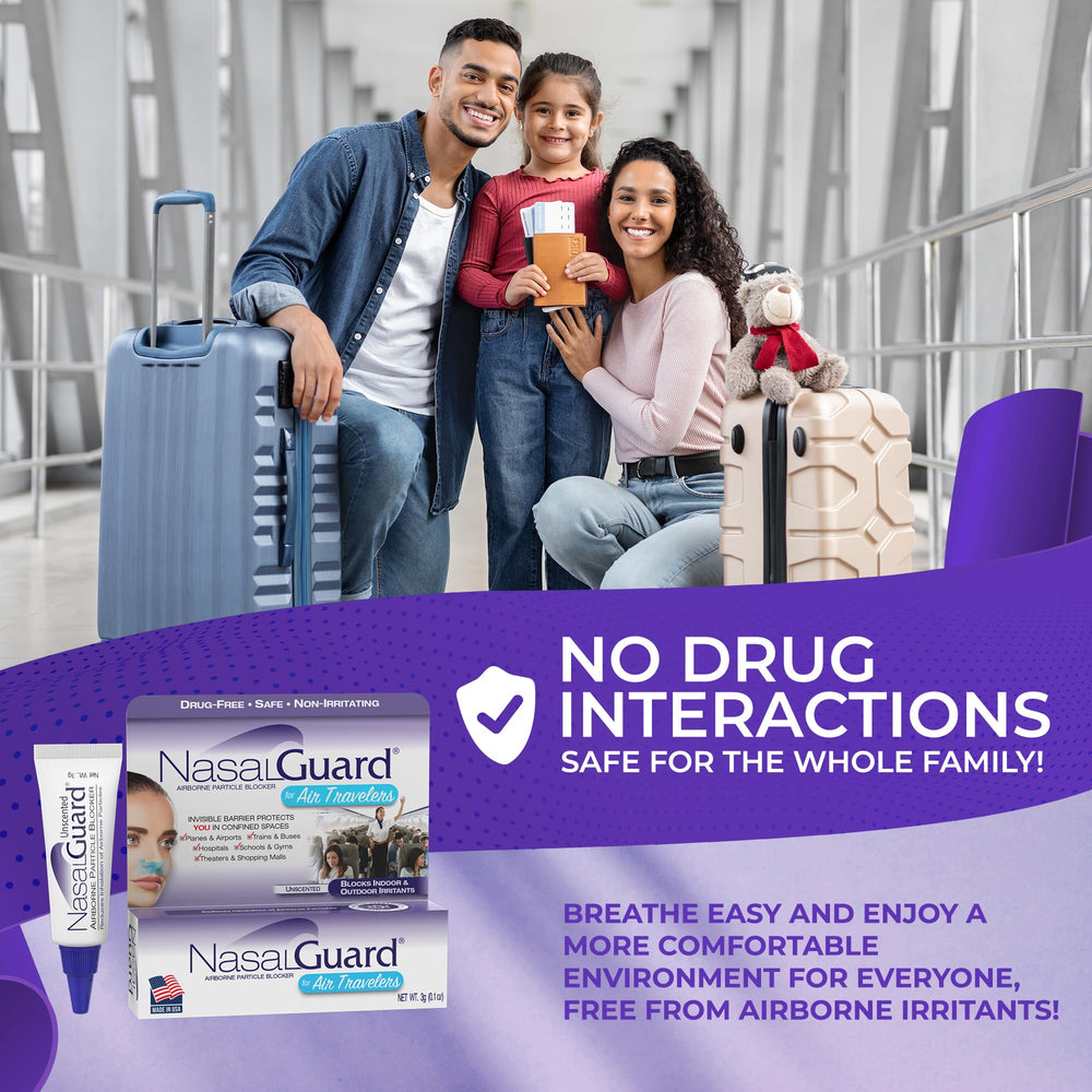 NasalGuard gel application around nostrils demonstrates easy particle barrier.