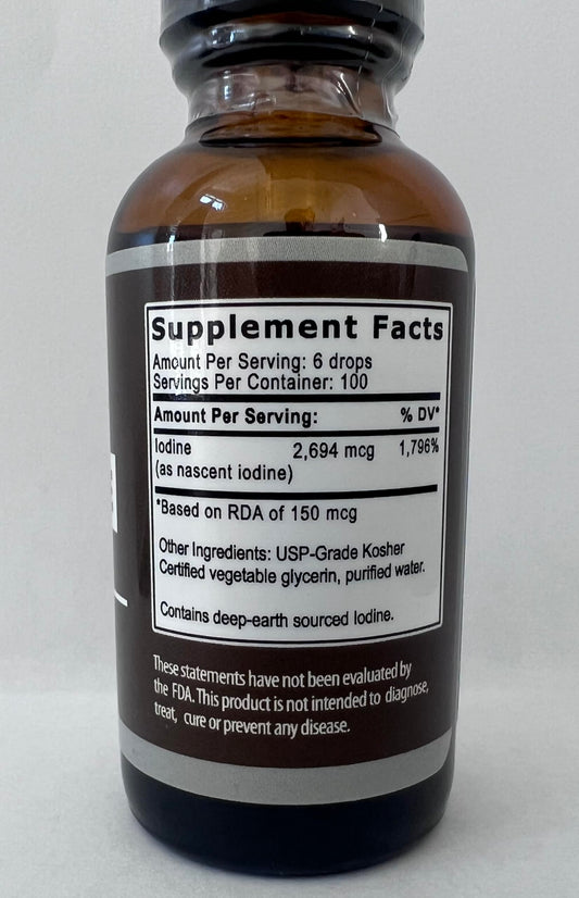 Close-up of Nascent Iodine Drops label