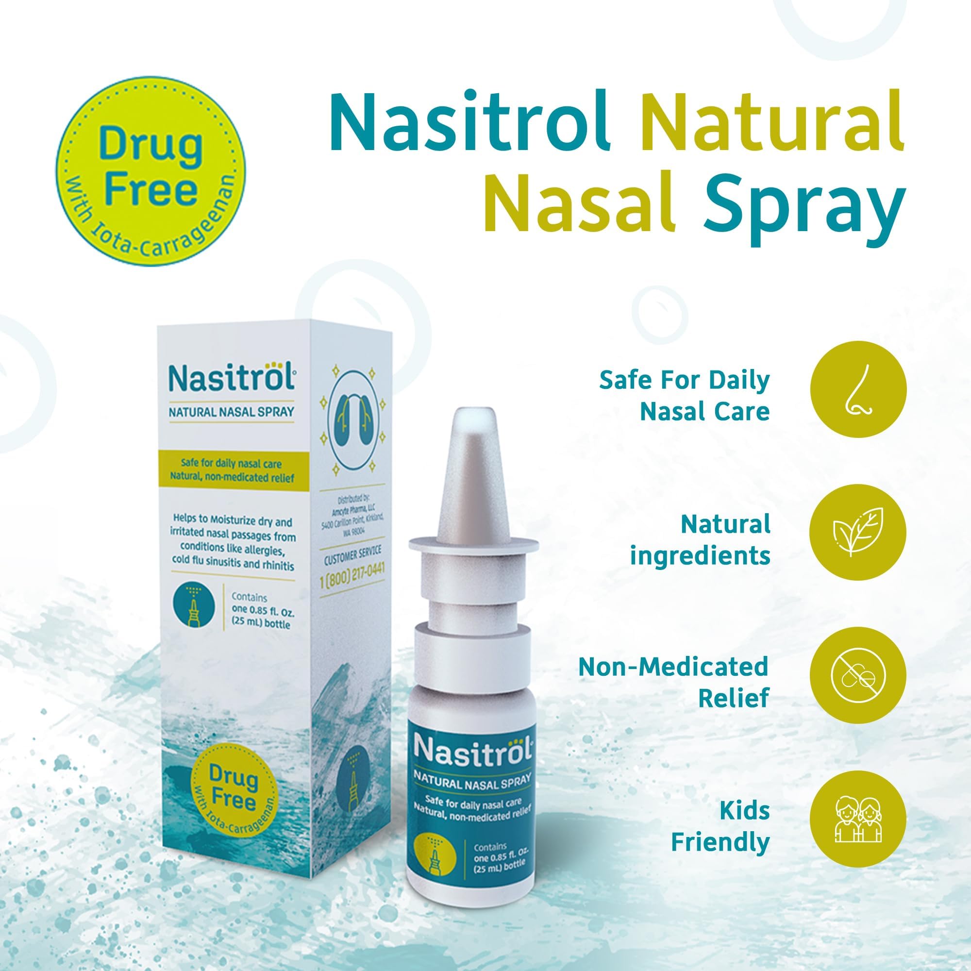 Nasitrol nasal spray application closeup shows precise nozzle use for targeted relief