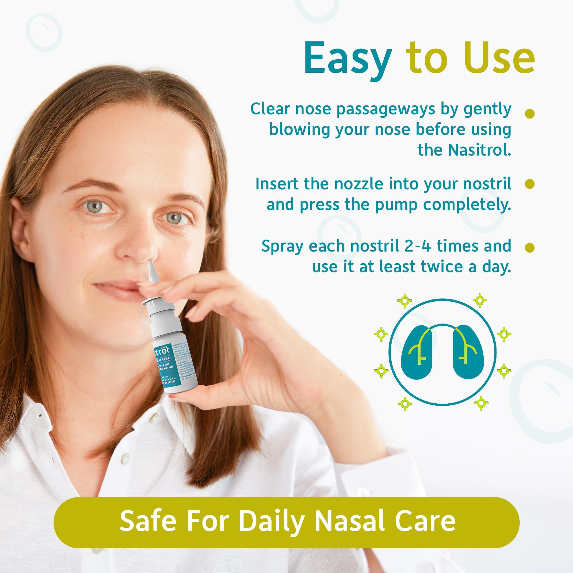 Nasitrol nasal spray label detail notes all-natural ingredients for daily use