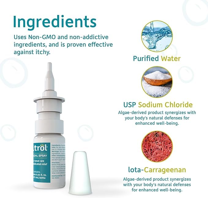 Nasitrol nasal spray nozzle closeup showcases precise spraying for quick relief.