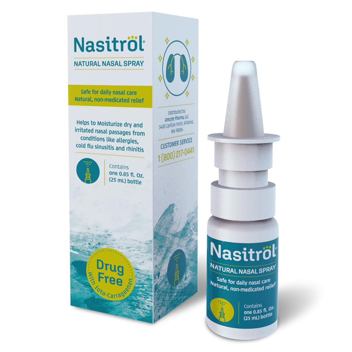 Nasitrol natural nasal spray bottle for daily nose care and congestion relief