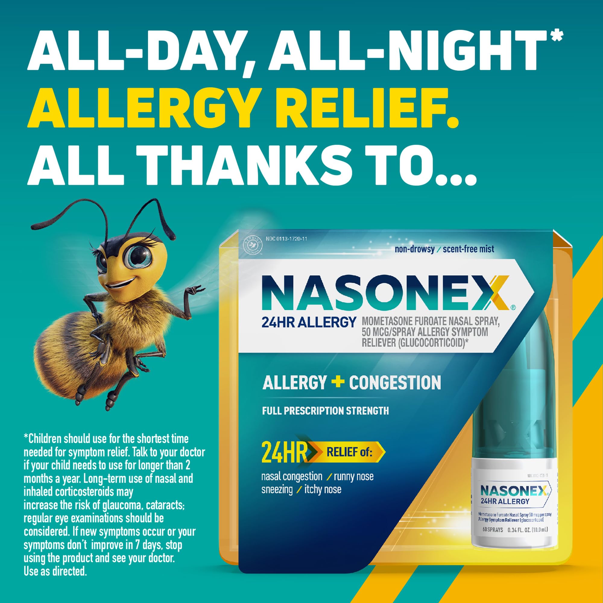 Nasonex spray action demonstrates the ready-to-use mist for nasal comfort