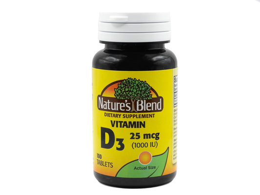 Front view of NAT B VIT D3 TB 1000IU 100 bottle