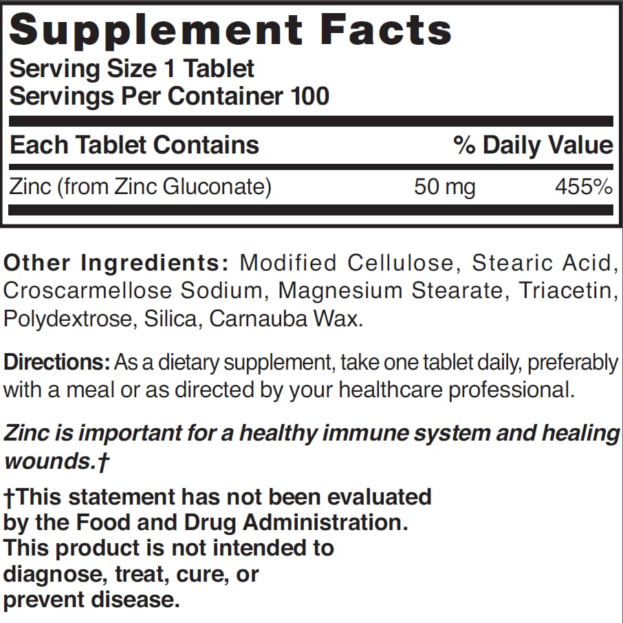 NAT B ZINC GLUC TB 50MG 100 tablets image