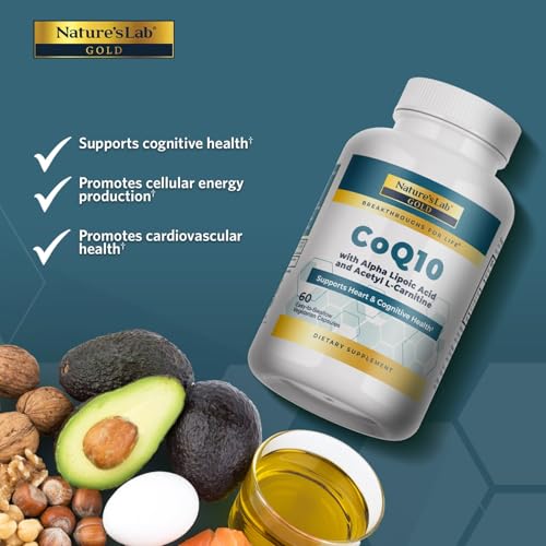 Close-up of capsules showing CoQ10, Alpha Lipoic Acid and Acetyl L-Carnitine HCl