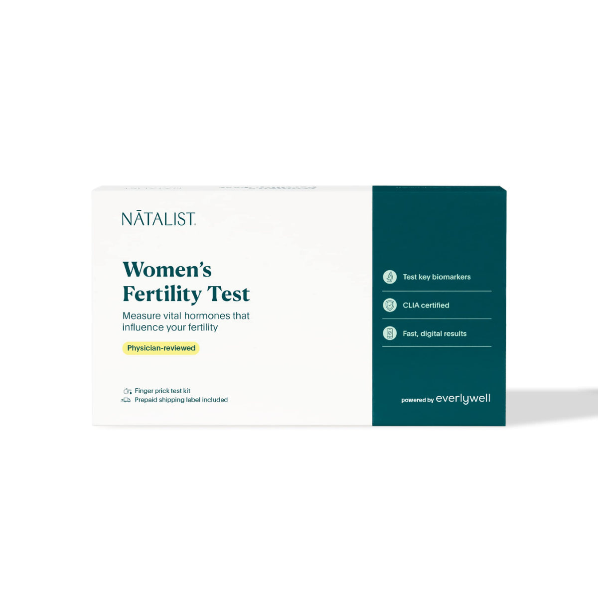 Natalist fertility test hero image showing at-home kit