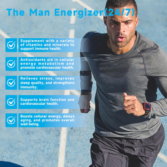 Close-up of Natener Man 6 in 1 product label showing Quintet Formula