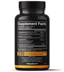 Close-up of Natgrown Ashwagandha Maca Root Fenugreek capsules