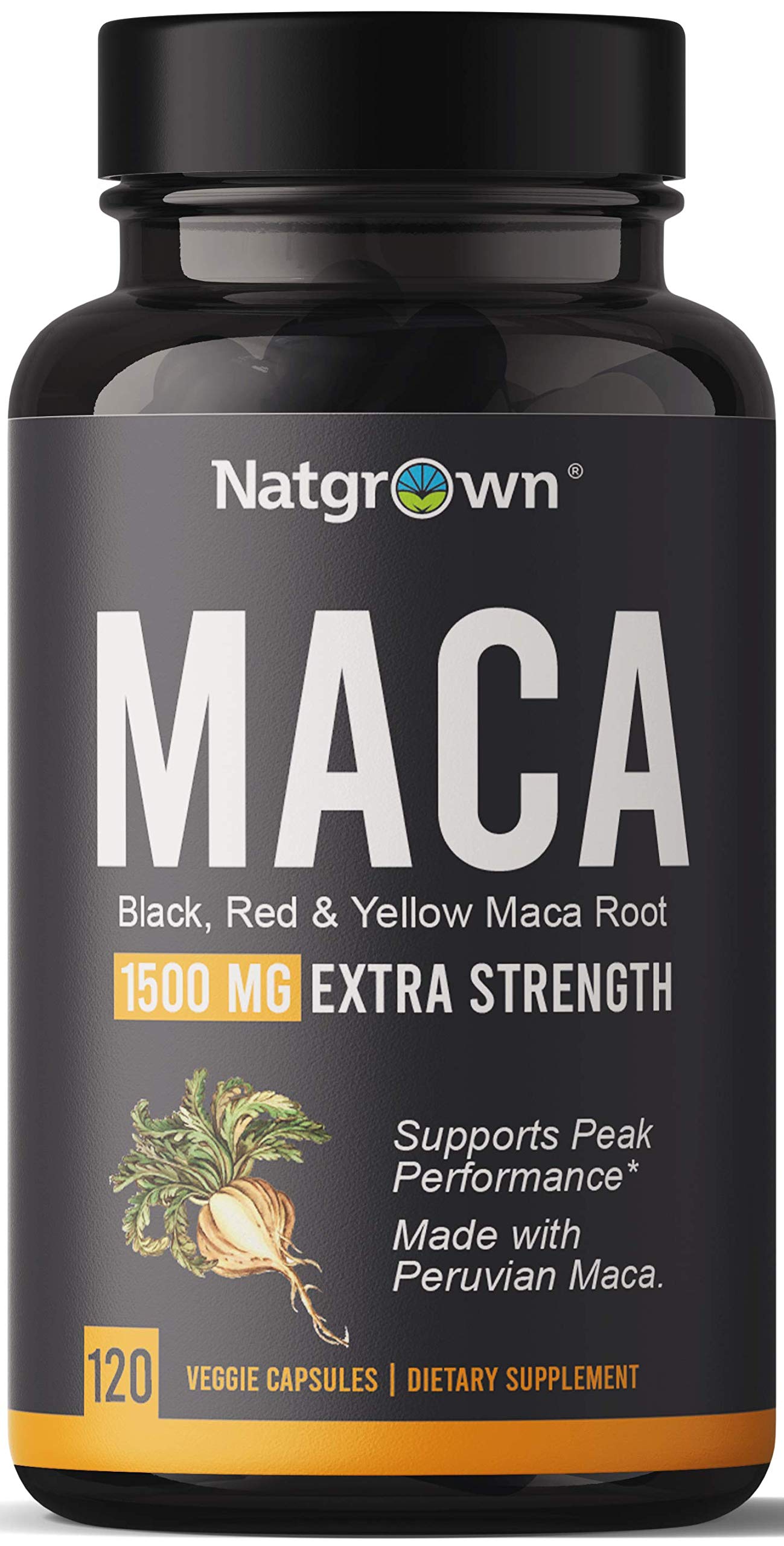 Natgrown Maca root capsules bottle front