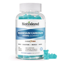 NATISLAND Magnesium Carbonate Gummies 500mg – Mixed Berry front packaging
