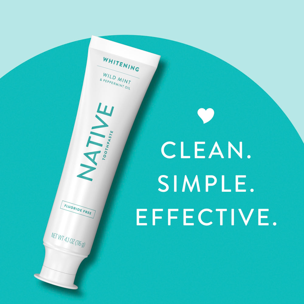 Icons illustrating fluoride-free, SLS-free, parabens-free ingredients