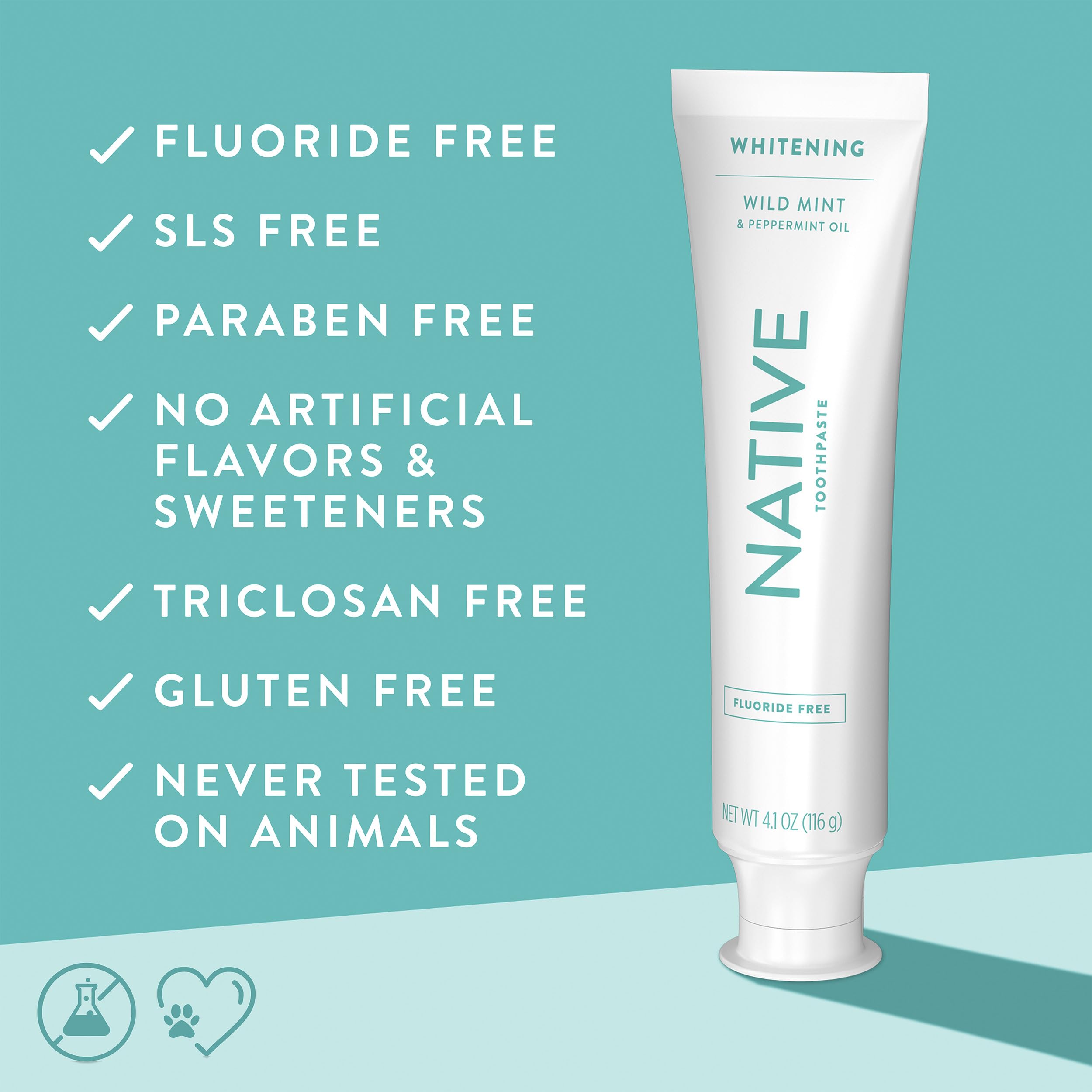 Close-up of a 4.1oz Native toothpaste tube