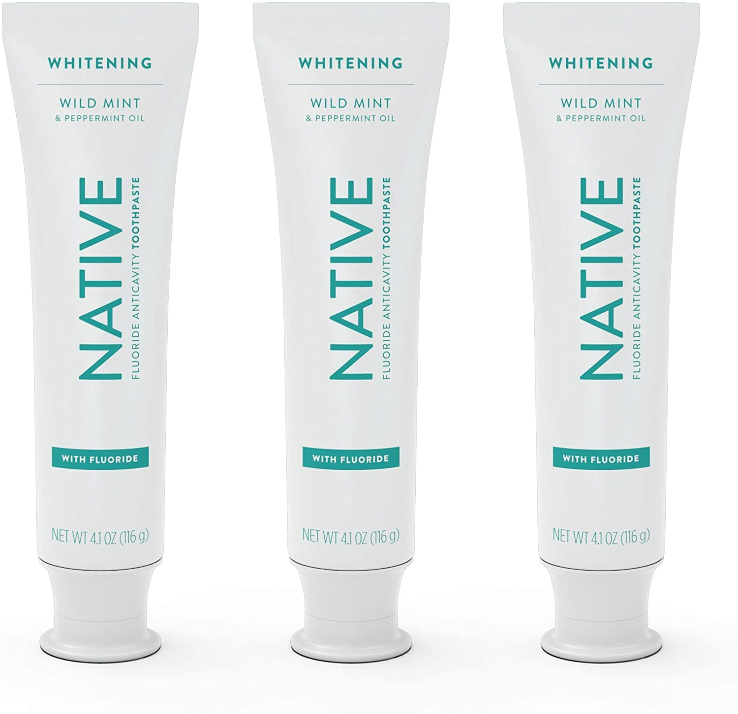 Native Wild Mint fluoride toothpaste 3-pack front view