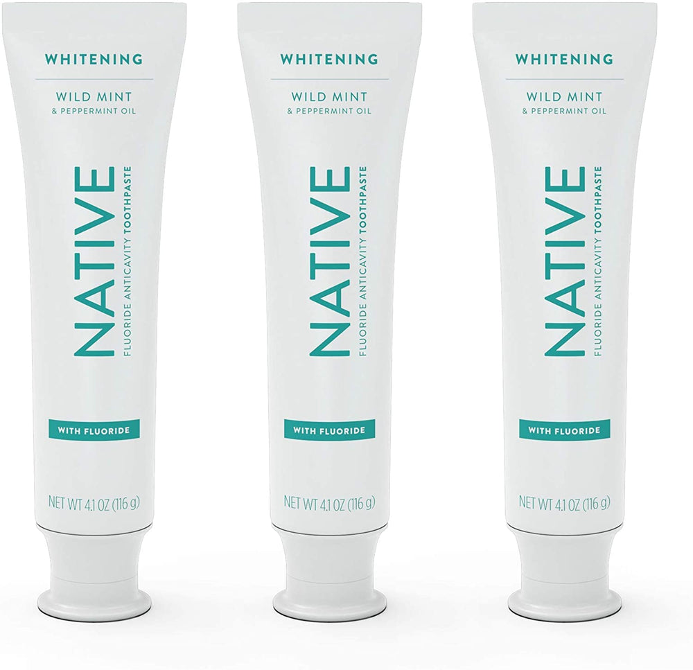 Native Wild Mint fluoride toothpaste 3-pack front view