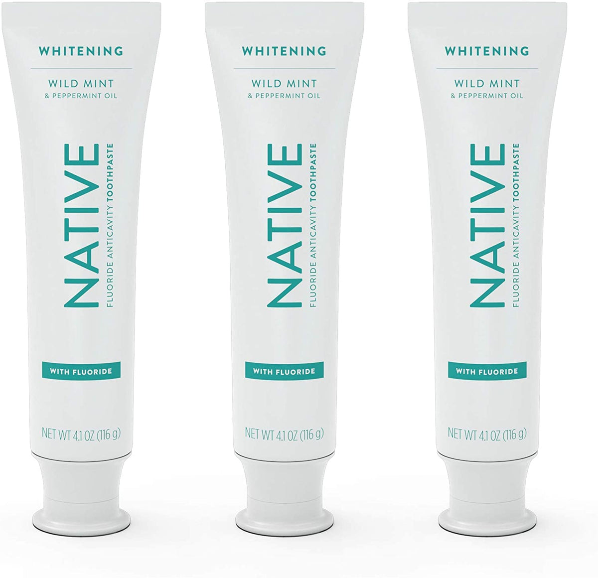 Native Wild Mint fluoride toothpaste 3-pack front view