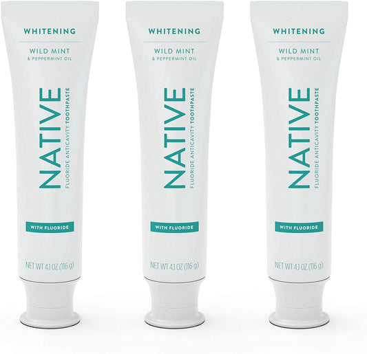 Native Wild Mint fluoride toothpaste 3-pack front view