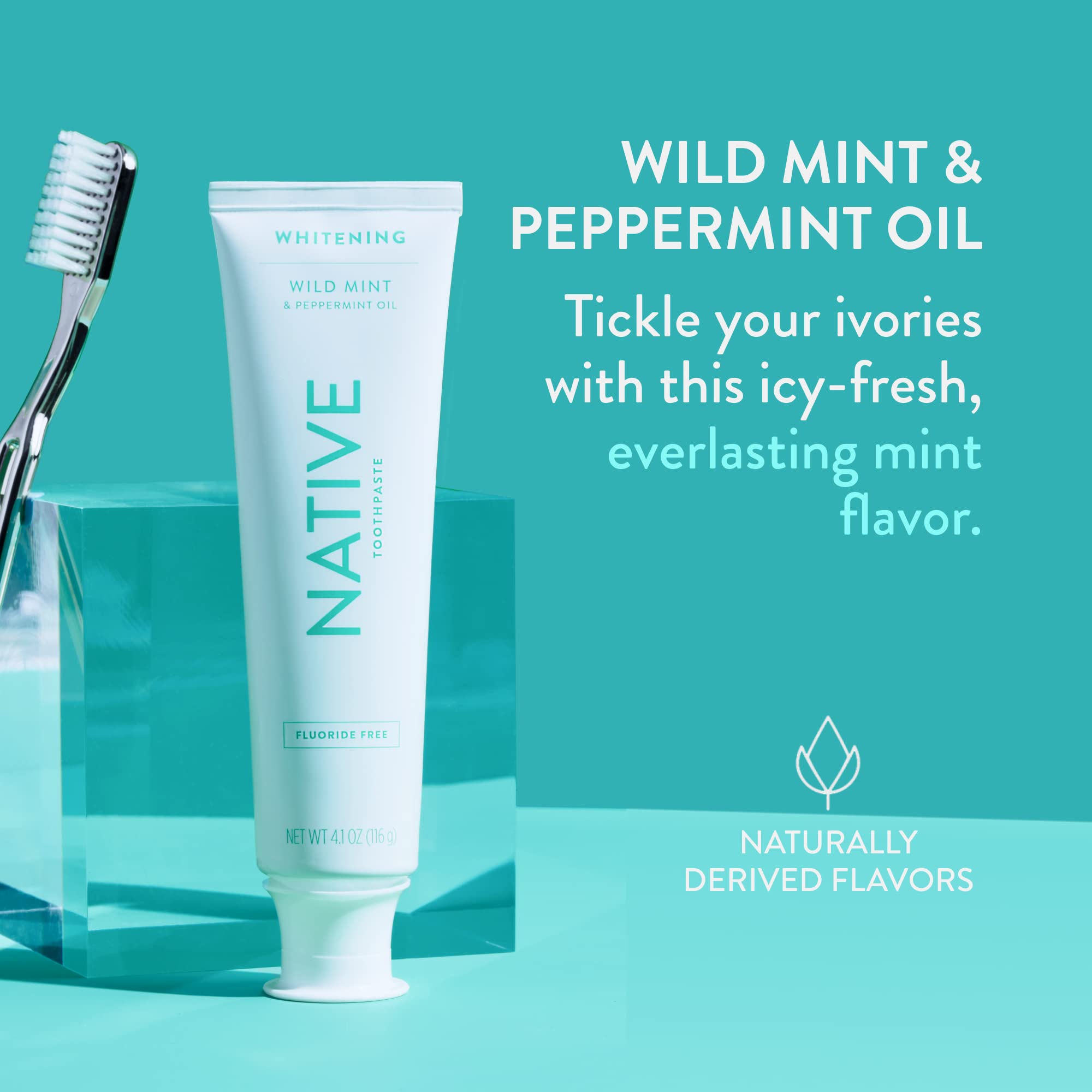 Plant-derived sweeteners and mint flavor close-up