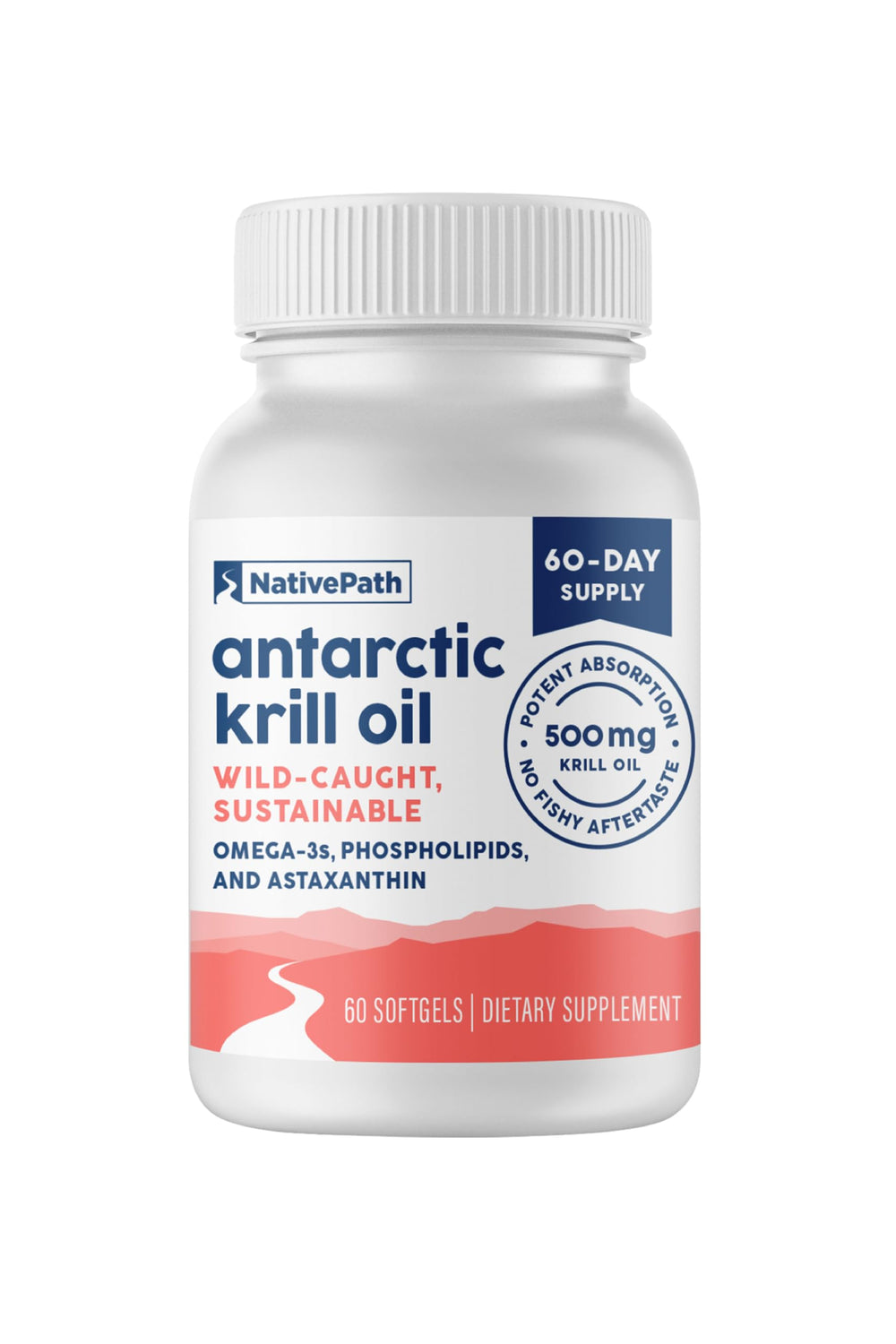 NativePath Antarctic Krill Oil 500mg softgel bottle - hero image
