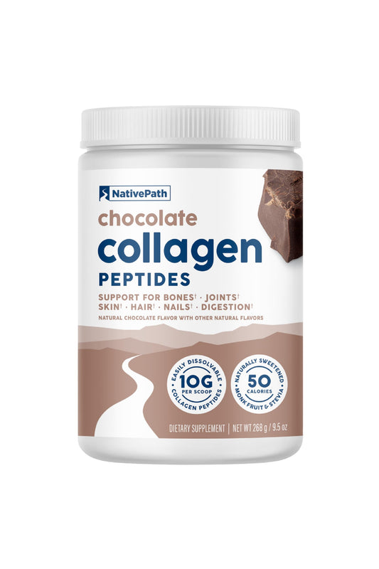 Front label of NativePath Collagen Peptides Chocolate 268g