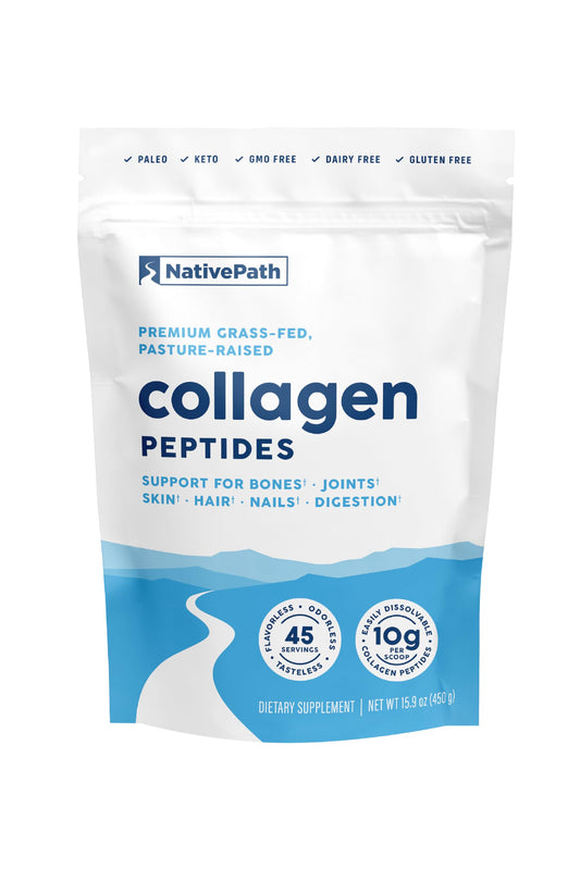 NativePath Collagen Peptides bottle with label on white background